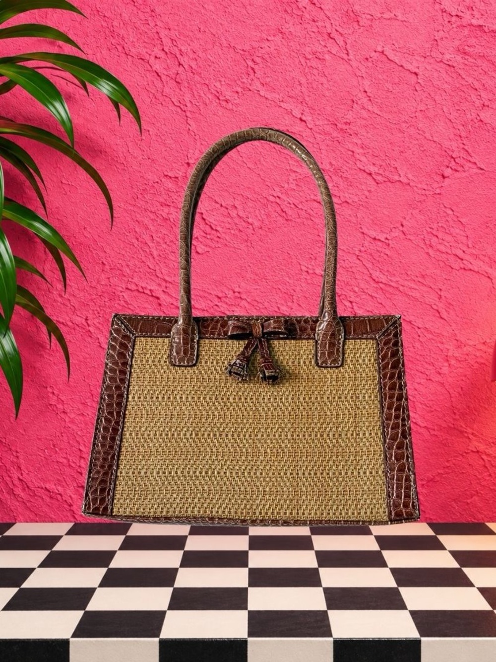 Vintage Liz Claiborne Y2K Woven Croc Mini Handbag